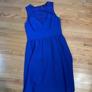 royal blue lace black fit and flair dress